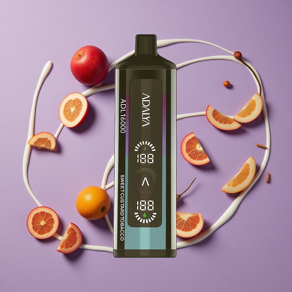 Adalya ADL 16000 PRO Puffs Zoete Custard Tabak Stalen Pijp USB-C