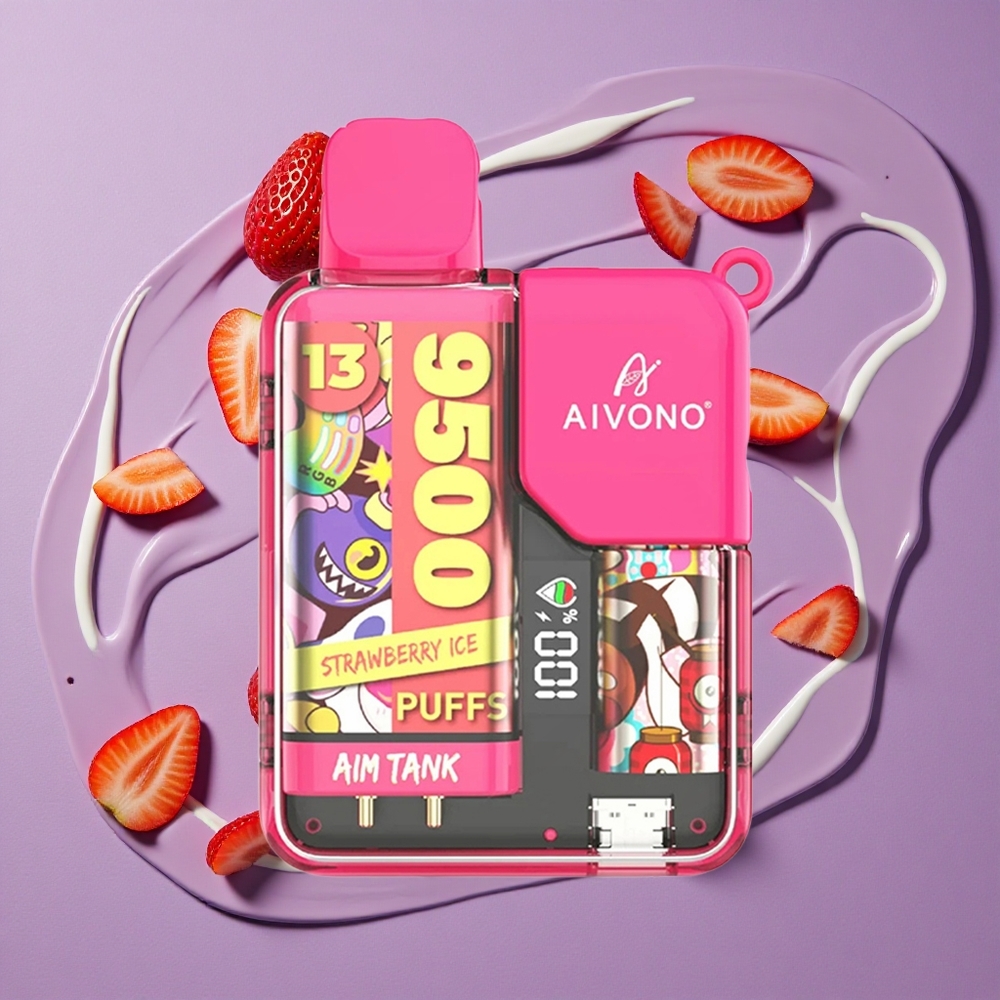 Aivono AIM-TANK 9500 Puffs 18ml Aardbei Ijs 1.2ohm Mesh Coil