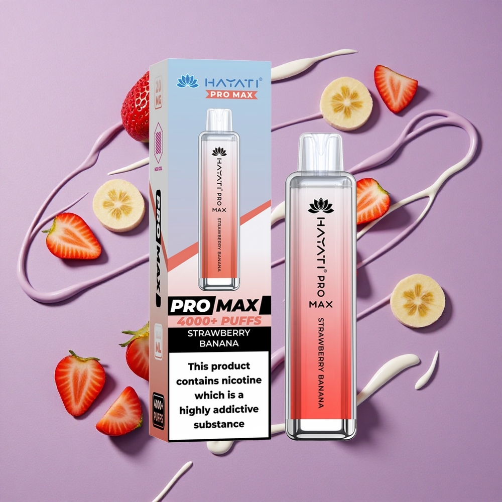 Hayati Pro Max 4000 Puffs Aardbei Banaan Oplaadbare Battery & LED Licht