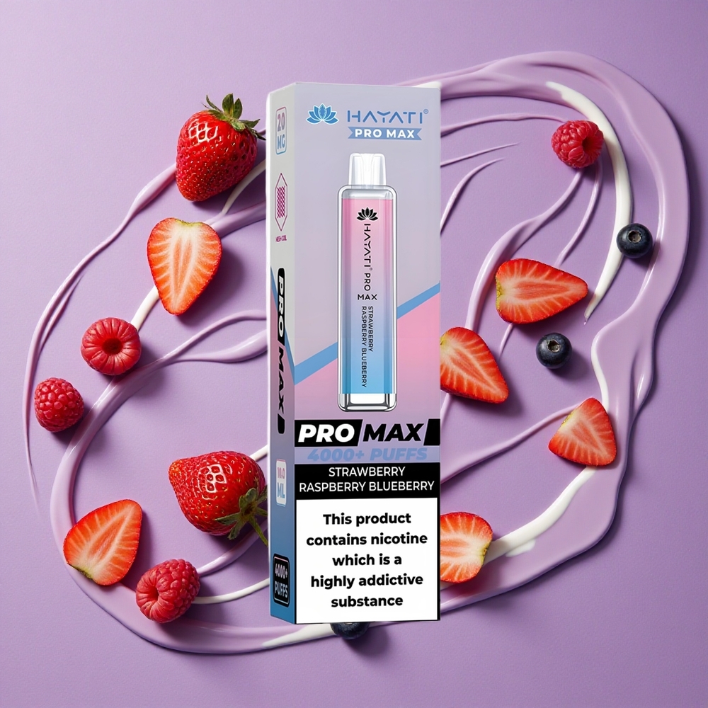Hayati Pro Max 4000 Puffs Aardbei Framboos Blauwe Bes Dual 1.1 Ohm Mesh Coil 1400mAh