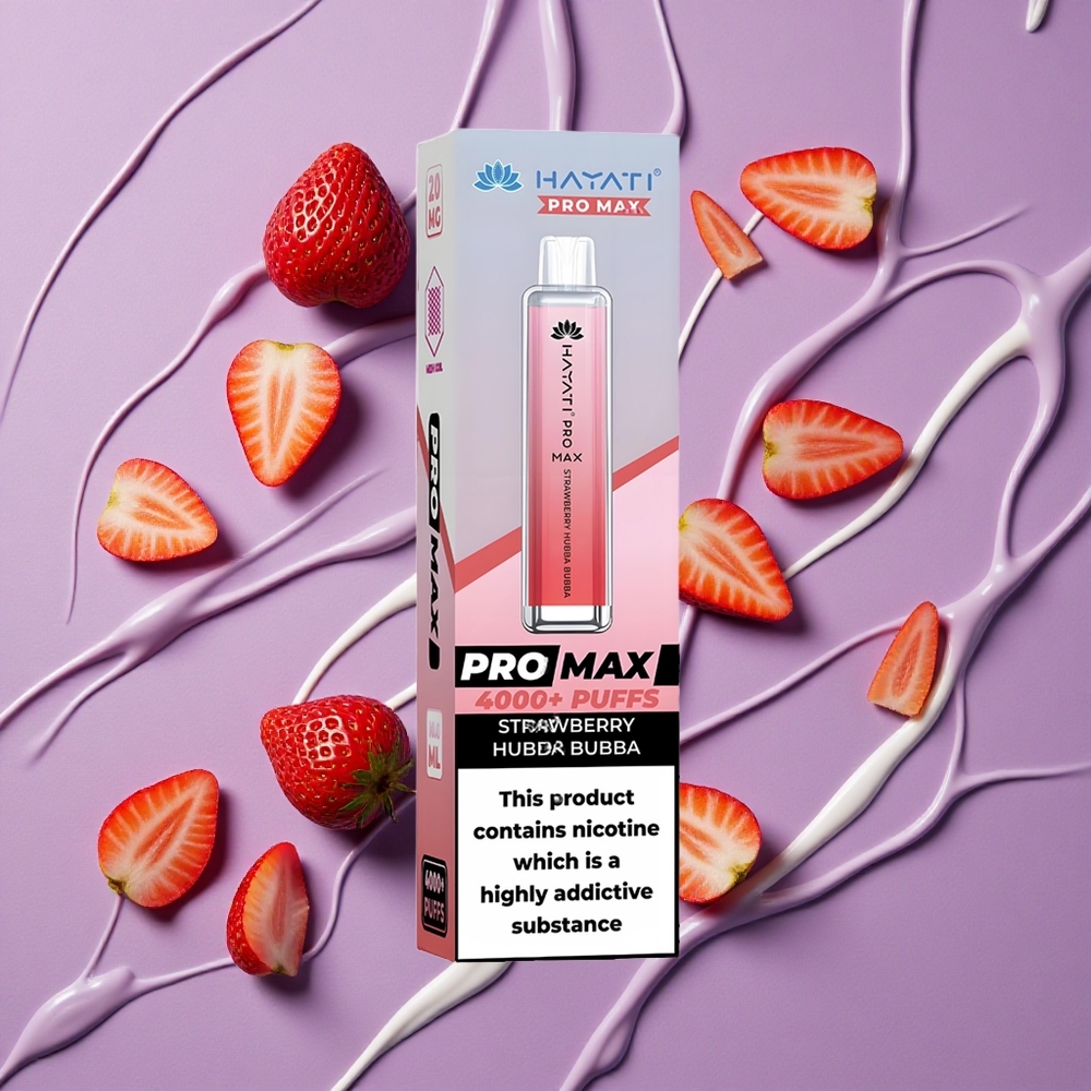 Hayati Pro Max 4000 Puffs Aardbei Hubba Bubba Oplaadbaar en Kristal