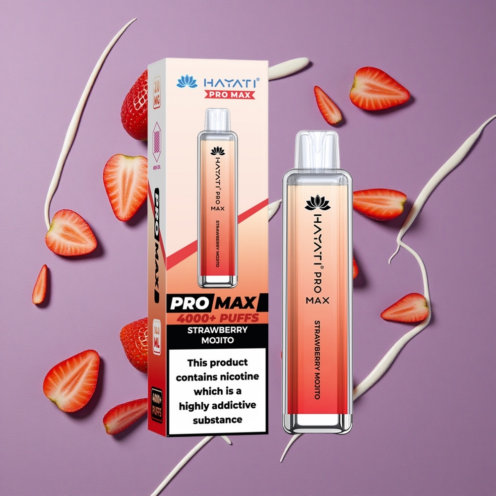 Hayati Pro Max 4000 Puffs Aardbei Mojito Oplaadbare Batterij Dubbele 1.1 Ohm Mesh Coil