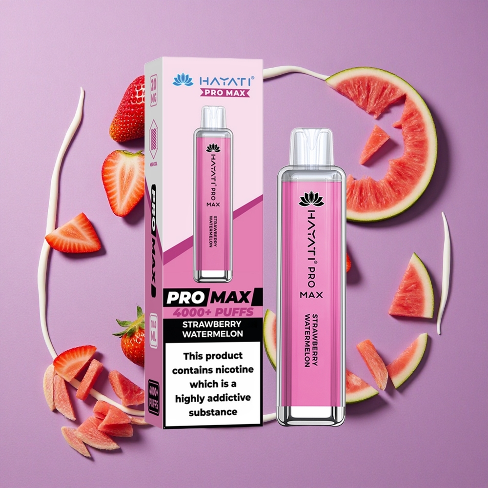 Hayati Pro Max 4000 Puffs Aardbei Watermeloen Oplaadbare Dual 1.1 Ohm Mesh Coil