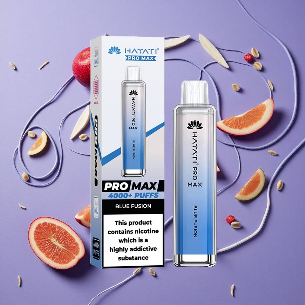 Hayati Pro Max 4000 Puffs Blauwe Fusie Oplaadbare Accu & LED-licht