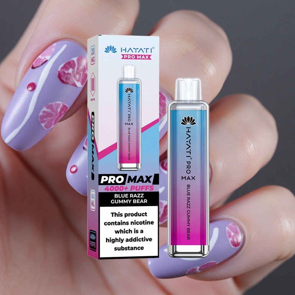 Hayati Pro Max 4000 Puffs Blauwe Razz Gumbeer Oplaadbare Dual 1.1 Ohm Mesh Coil