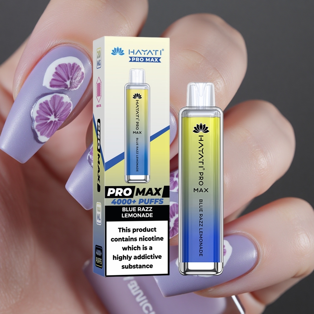 Hayati Pro Max 4000 Puffs Blue Razz Citroen Rechargebare Batterij