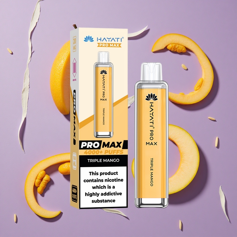 Hayati Pro Max 4000 Puffs Dubbel 1.1 Ohm Mesh Coil Drievoudige Mango