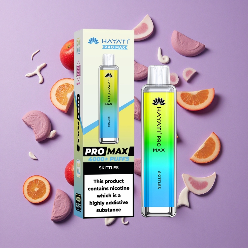 Hayati Pro Max 4000 Puffs Herlaadbare Skittles Met 2ml Tank En LED-licht