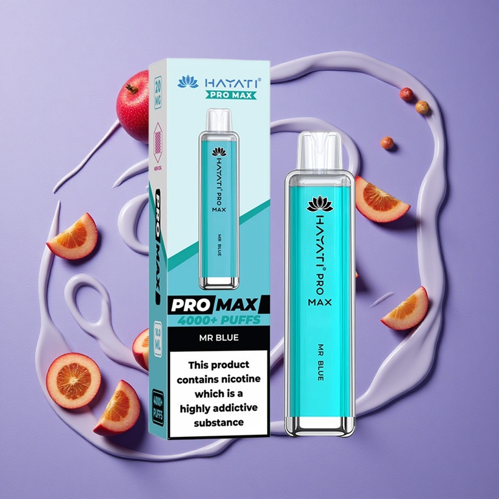 Hayati Pro Max 4000 Puffs Mr Blauw Met 1400mAh Accu En LED-licht