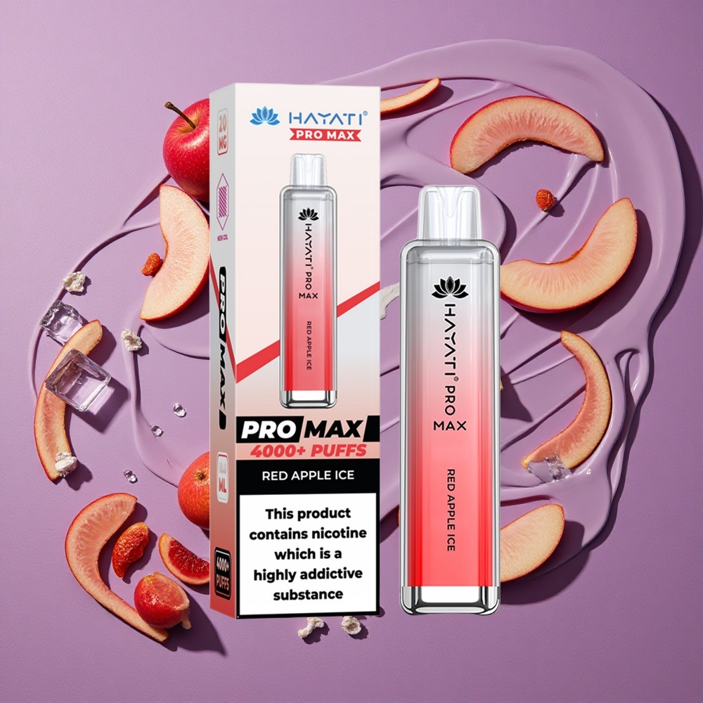 Hayati Pro Max 4000 Puffs Rode Appel IJs 1400mAh Oplaadbare