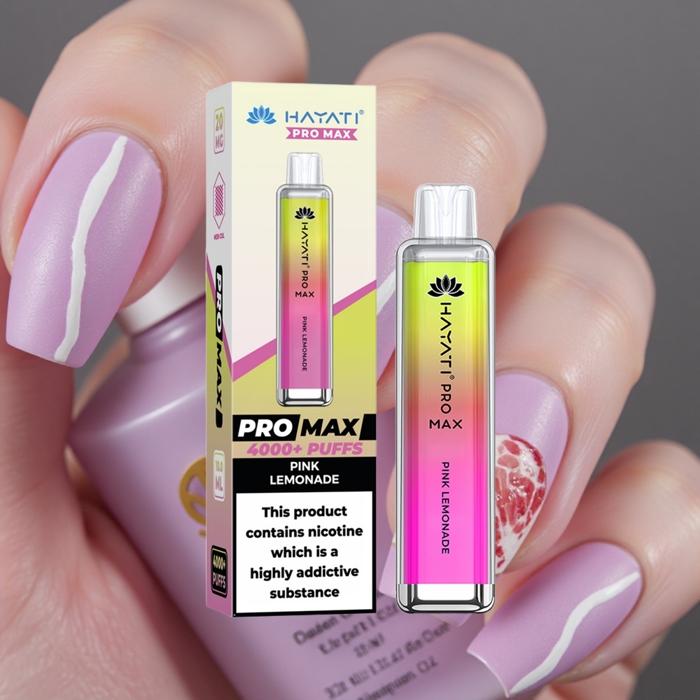 Hayati Pro Max 4000 Puffs Roze Limonade Oplaadbare Batterij LED-Licht