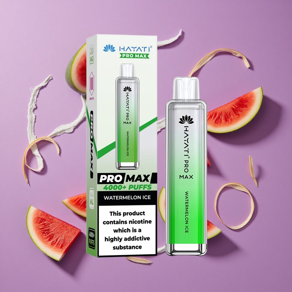 Hayati Pro Max 4000 Puffs Watermeloen IJs Dual 1.1 Ohm Mesh Coil & LED-licht