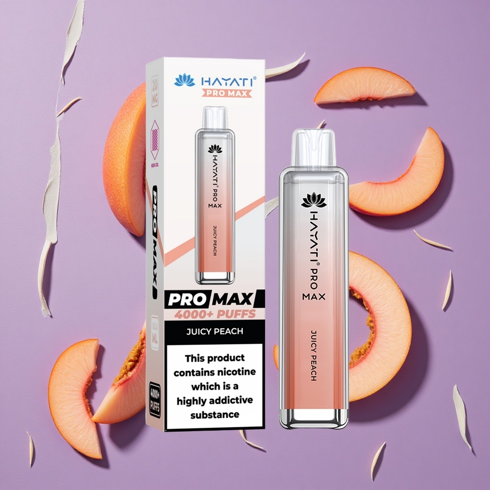 Hayati Pro Max 4000 Puffs Wegwerp Vape Sappige Perzik & Oplaadbare Accu