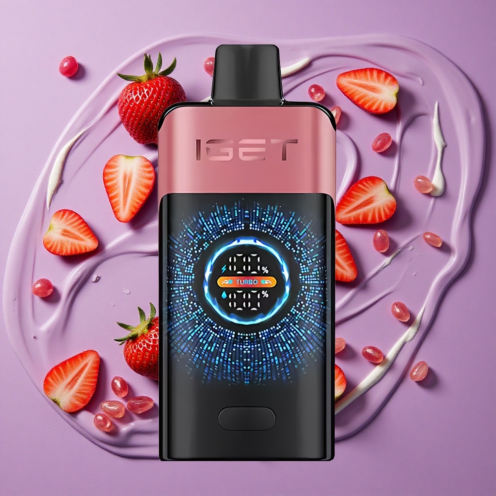 IGET ONE 12000 Puffs Aardbei Granaatappel IJs 2700 mAh Batterij Groot Gebogen Kleurenscherm