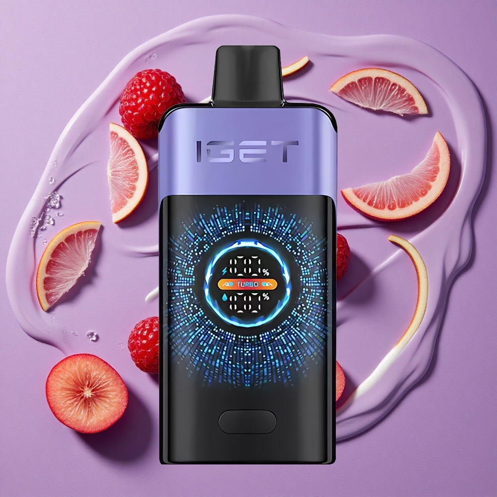 IGET ONE 12000 Puffs Framboos Druif IJs 2700 mAh Batterijcapaciteit 0.6 ohm Dual Mesh Coil