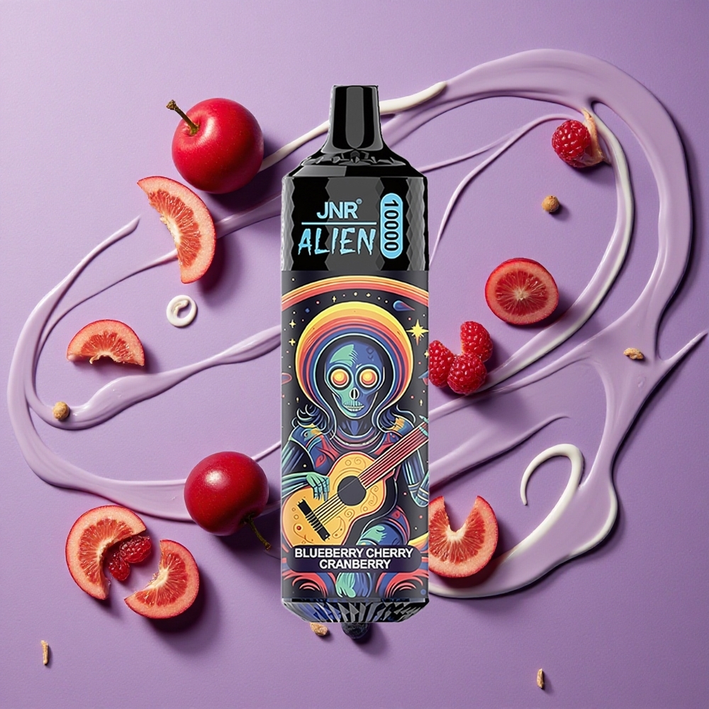 JNR Alien 10000 Puffs 20ml Blauwe Bes Kers Cranberry Type-C LED RGB
