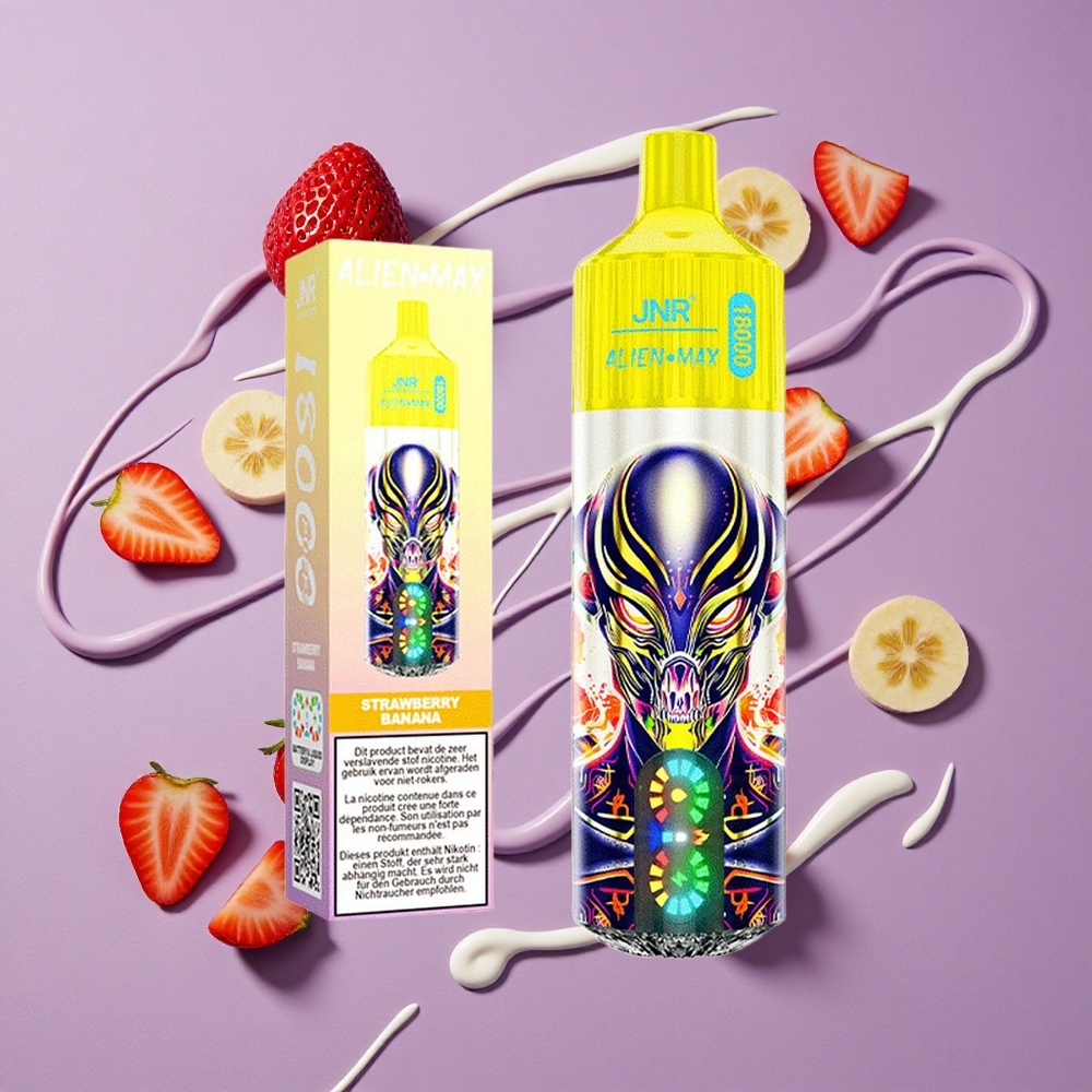 JNR Alien Max 18000 Puffs Aardbei Banaan Dual Mesh Coil & 28ml E-liquid