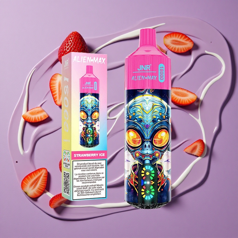 JNR Alien Max 18000 Puffs Aardbei IJs Dual Mesh Coil & 28ml E-liquid