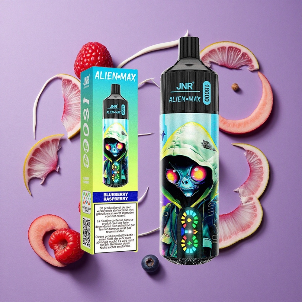 JNR Alien Max 18000 Puffs Blauwe Bes Framboos Dubbele Mesh Spoel Type-C Opladen