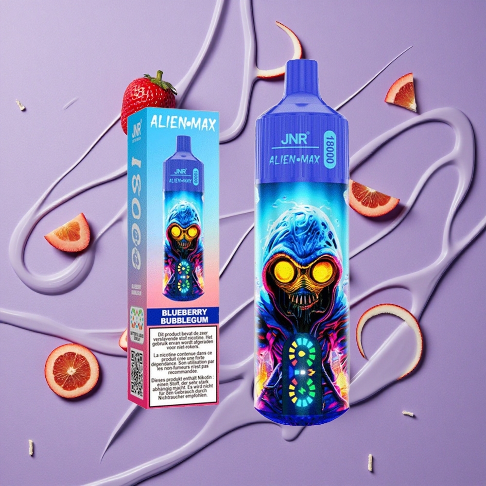 JNR Alien Max 18000 Puffs Blauwe Bubbelgum Dual Mesh & LED Display