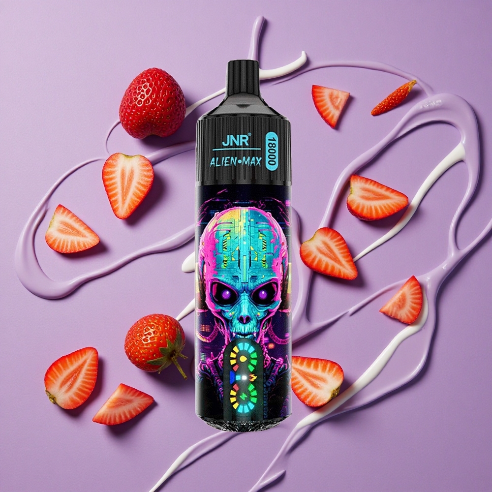 JNR Alien Max 18000 Puffs Hubba Bubba Aardbei Met Slim LED Display & Dual Mesh Coil