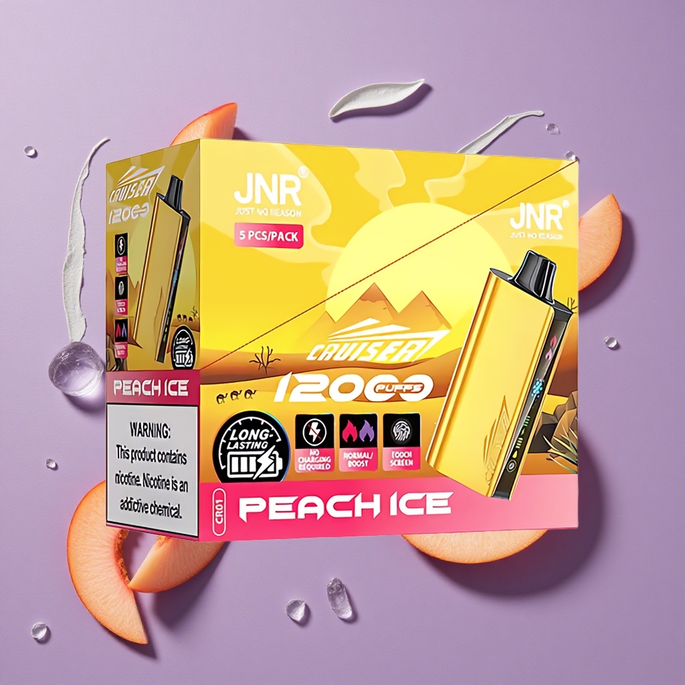 JNR Cruiser 12000 Puffs Peach IJs Geen-Opladen Wegwerp Vape 3500 mAh 25ml
