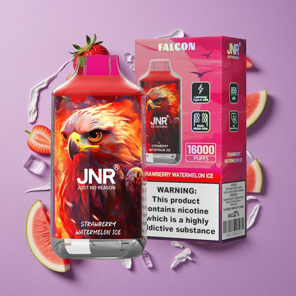 JNR Falcon 16000 Puffs 22ml Aardbei Watermeloen IJs Type C & LED