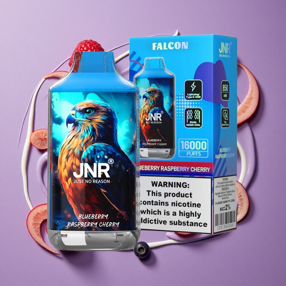 JNR Falcon 16000 Puffs 22ml & Dual Mesh Coil Blauwe Bes Framboos Kers