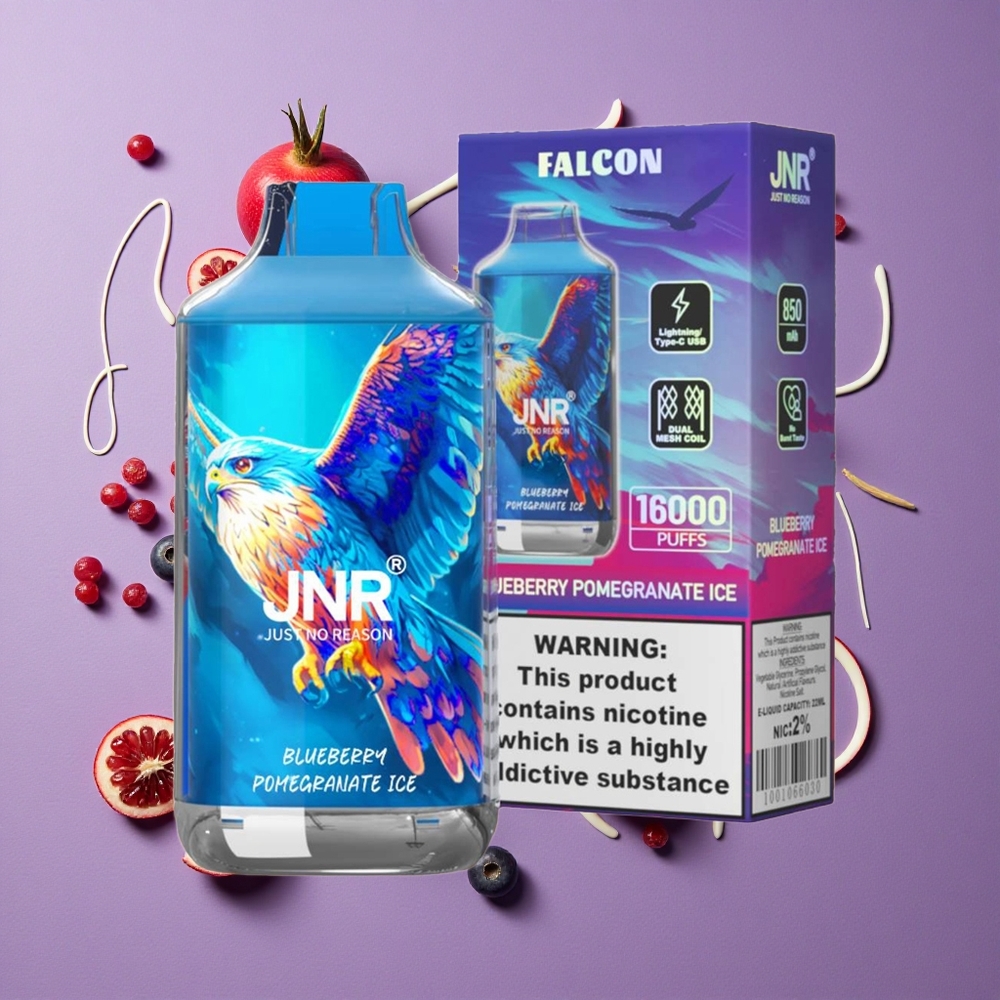JNR Falcon 16000 Puffs 850 mAh Blauwe Bes Granaatappel IJs