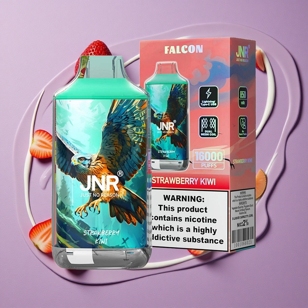 JNR Falcon 16000 Puffs Aardbei Kiwi Met 850 mAh & Dual Mesh Coil
