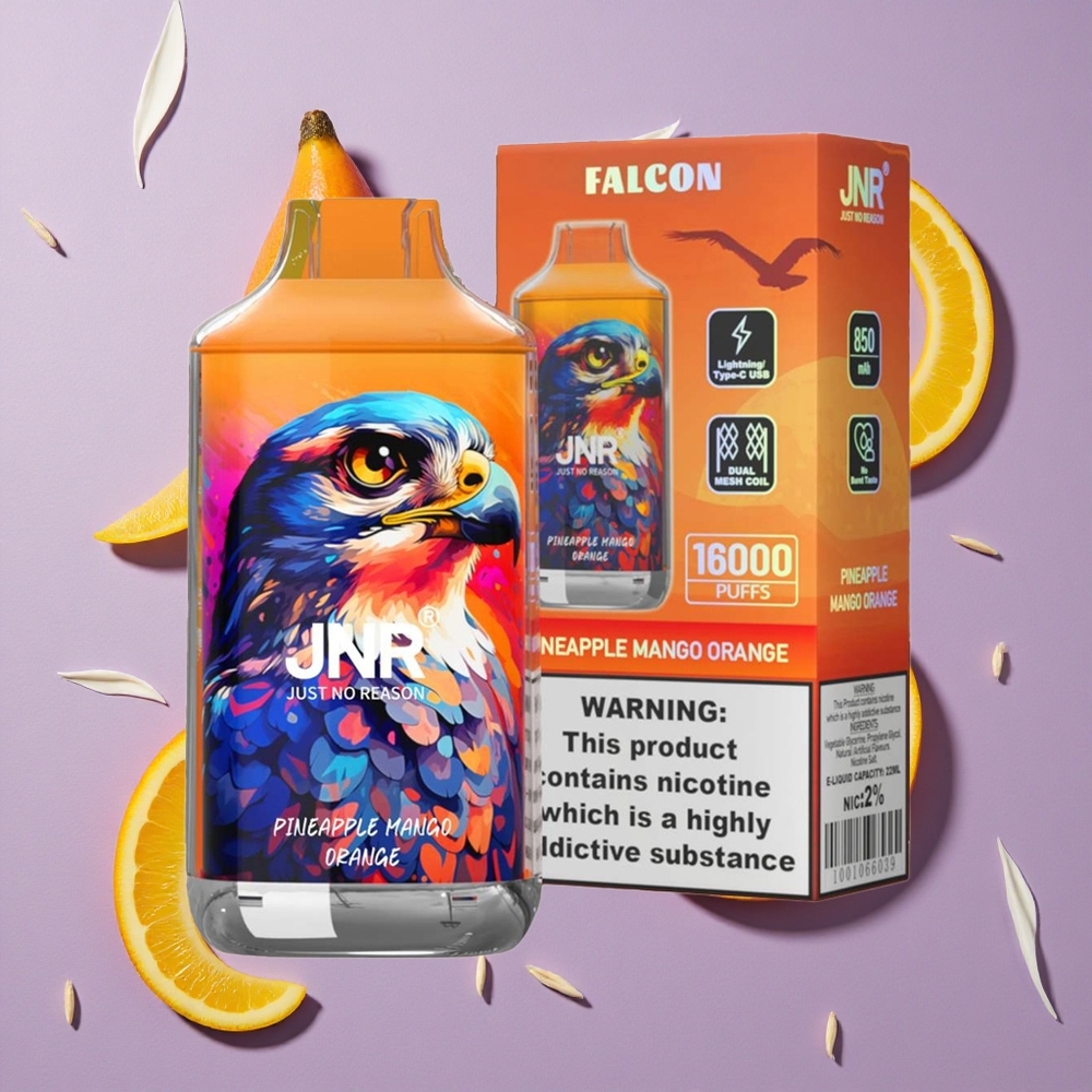 JNR Falcon 16000 Puffs Ananas Mango Sinaasappel 850 mAh Dual Mesh Coil