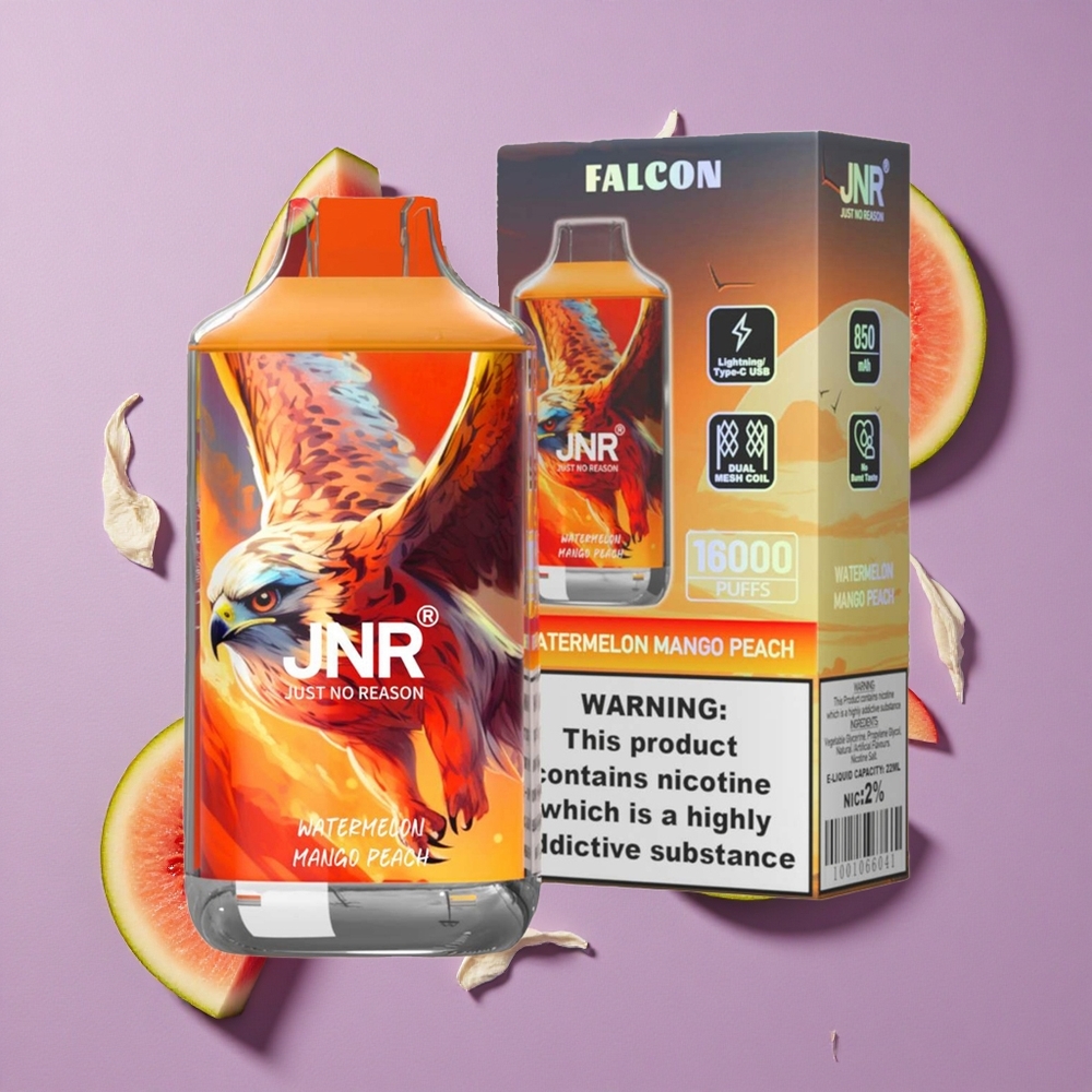 JNR Falcon 16000 Puffs Watermeloen Mango Perzik 850 mAh Dual Mesh Coil