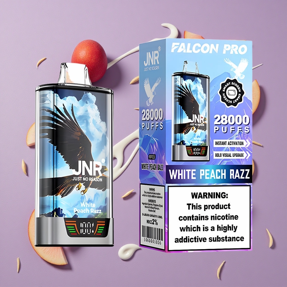 JNR Falcon Pro 28000 Wit Perzik Razz Wegwerp Vape met 30ml Voorgevuld en 950mAh Batterij