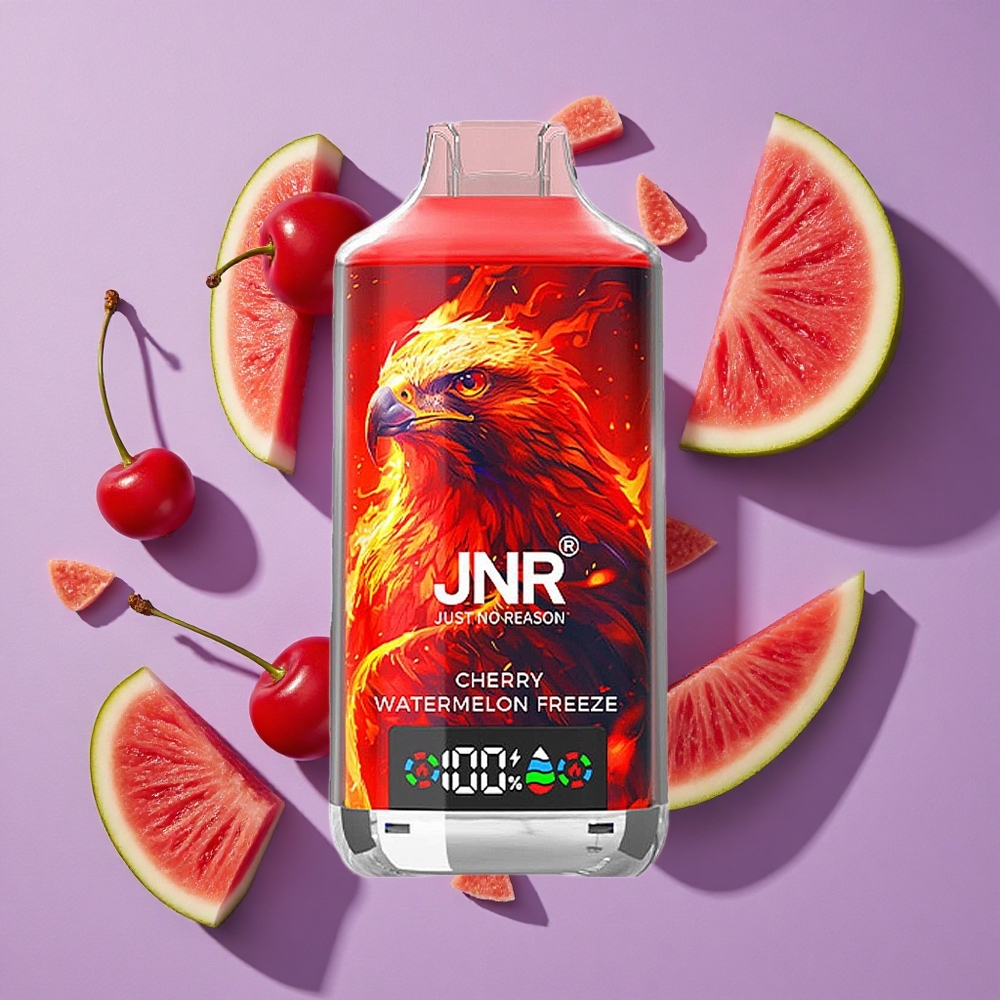 JNR Falcon X 18000 Puffs Cherry Watermeloen Vries Dual Mesh Coil & Digitale Display