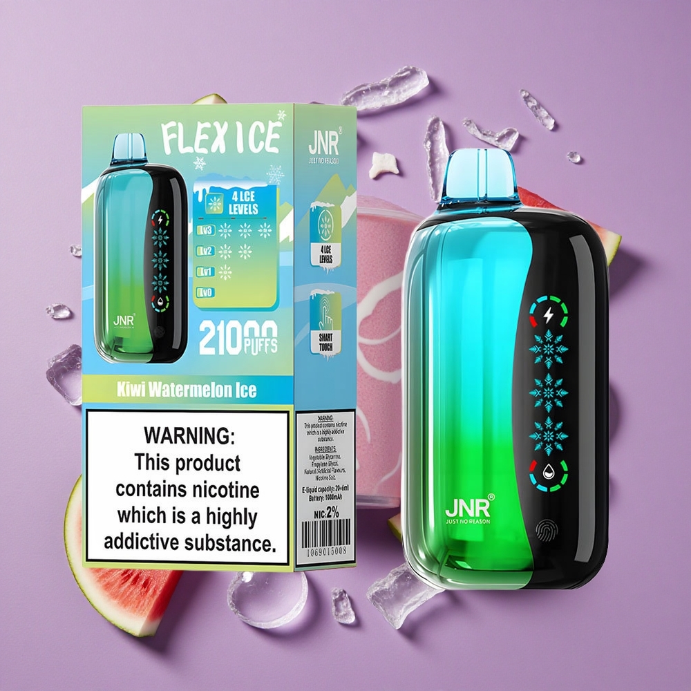 JNR Flex Ice 21000 Puffs Wegwerp Vape Kiwi Watermeloen IJs met Aanpasbare Luchtstroom en Touchscreen