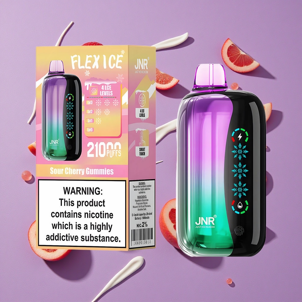 JNR Flex Ice 21000 Puffs Zure Kersen Gummies Aanpasbare Ijs & Aanpasbare Luchtstroom