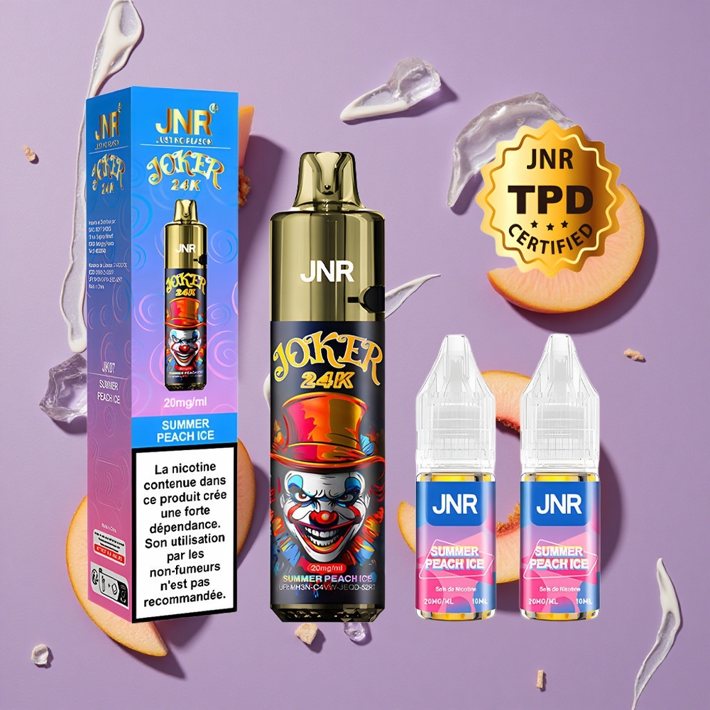 JNR Joker 24000 Puffs Zomerperzik IJs 2% Nicotine Zichtbaar Vloeistofniveau