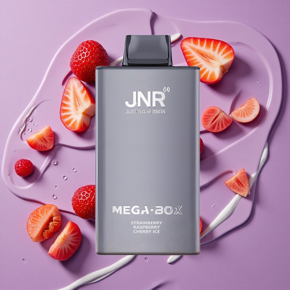 JNR Mega Box 25000 Puffs Aardbei Framboos Kers IJs 30ml Dual Mesh Coil