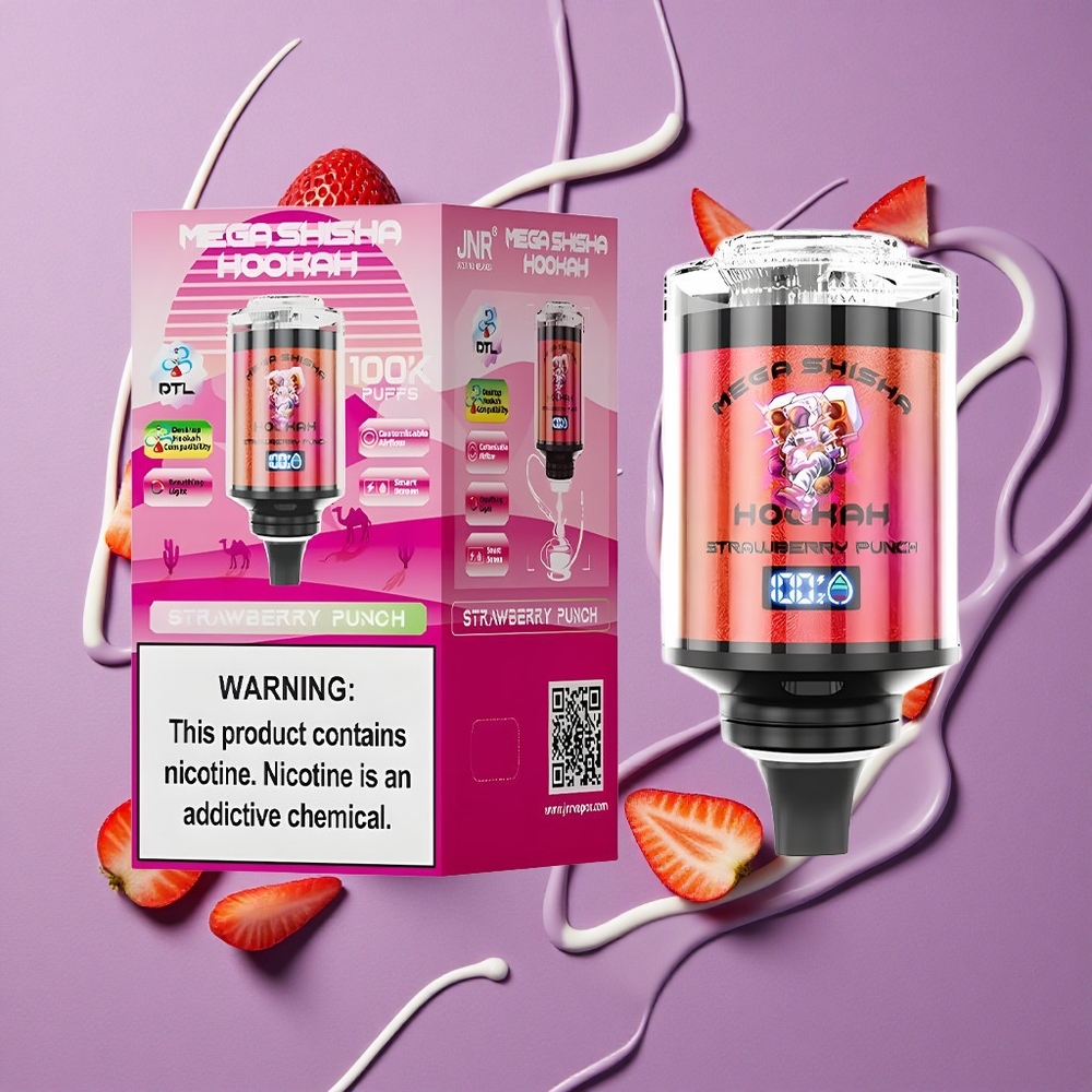JNR Mega Shisha Hookah 100K Aardbei Punch 2200mAh 60ml