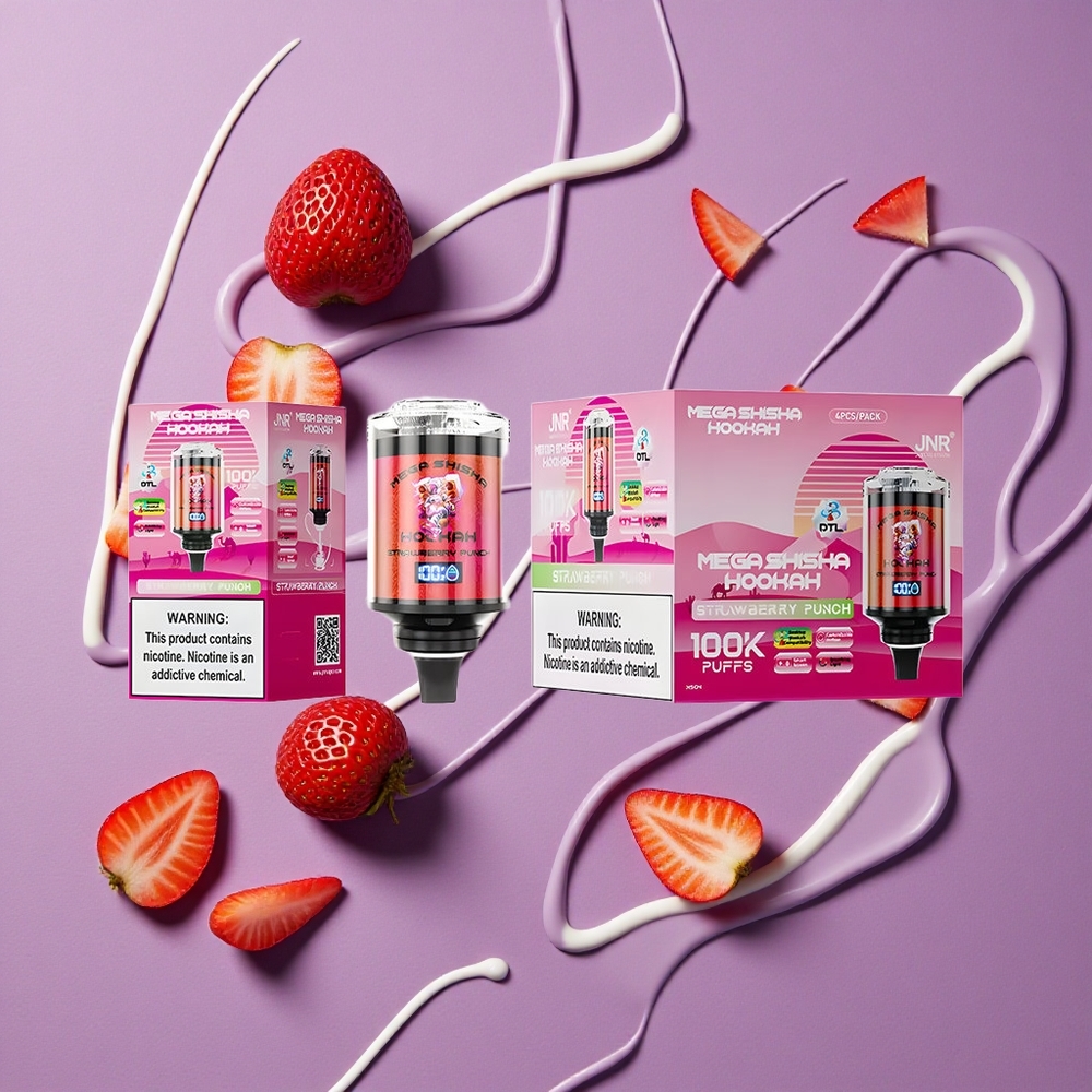 JNR Mega Shisha Hookah 100K Aardbei Punch 2200mAh 60ml