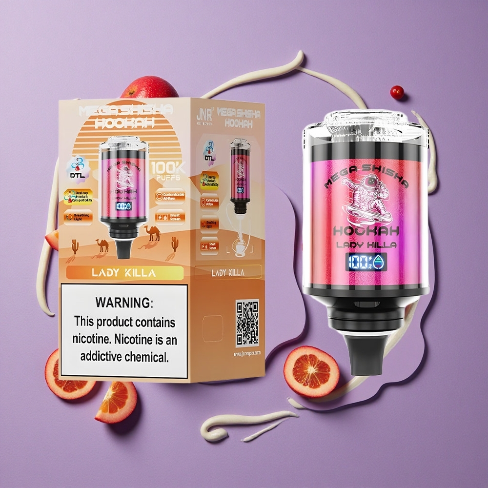 JNR Mega Shisha Hookah 100K Desktop Compatibility Lady Killa 100000 Wolken 60ml Vloeistofcapaciteit