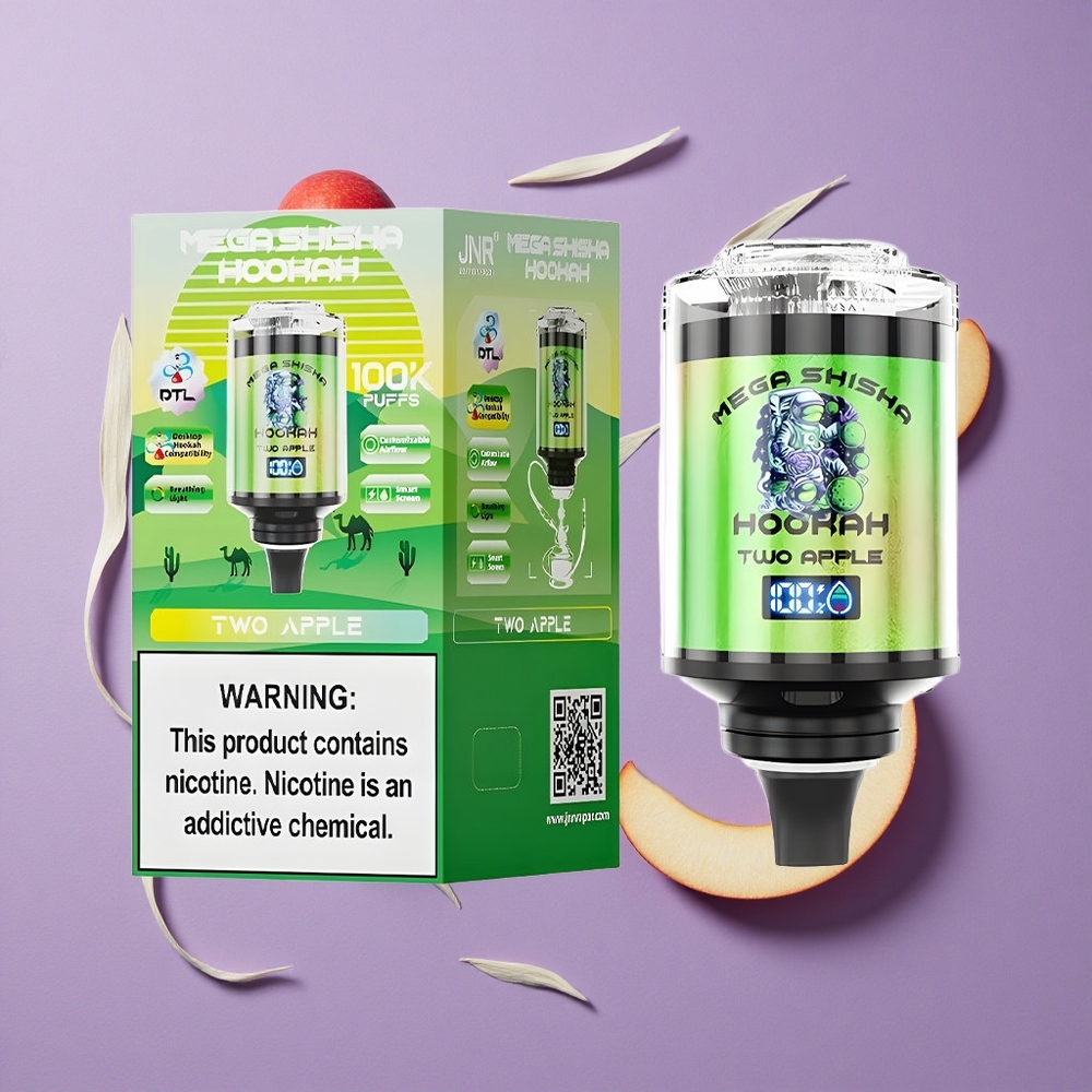 JNR Mega Shisha Hookah 100K Twee Appel 60ml 2200mAh Desktop Compatibiliteit