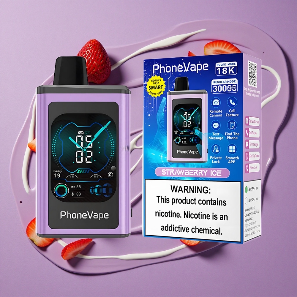 JNR PhoneVape 30000 puffs Aardbei IJs Type-C Oplaadbaar Turbo Modus