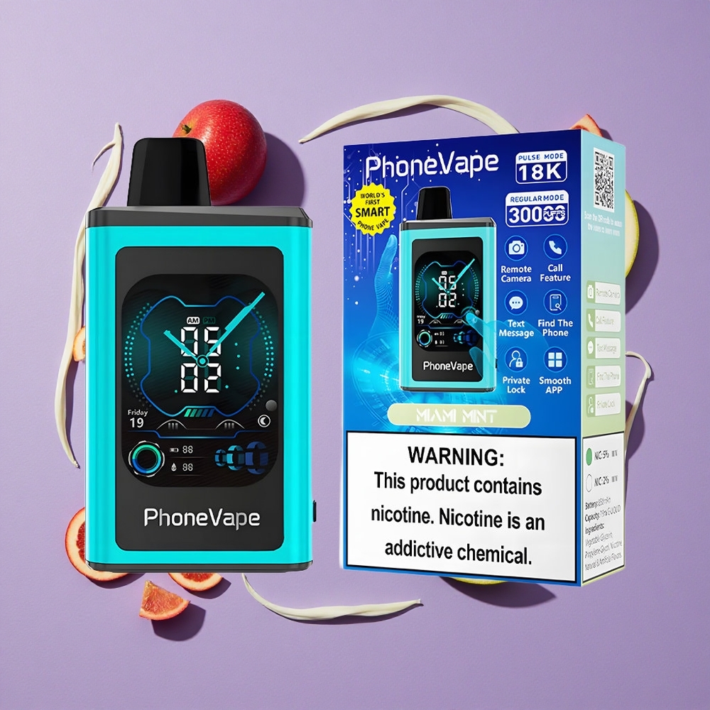 JNR PhoneVape 30000 puffs Miami Munt Type-C Oplaadbaar App Bestuurd
