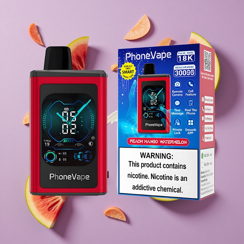 JNR PhoneVape 30000 puffs Perzik Mango Watermeloen Type-C Oplaadbaar App Bediening