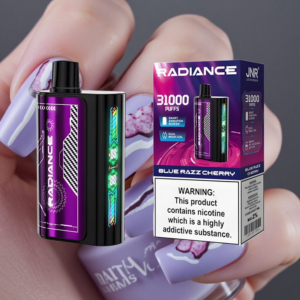 JNR Radiance 31000 Puffs Blauwe Framboos Kers Dual Mesh Coil