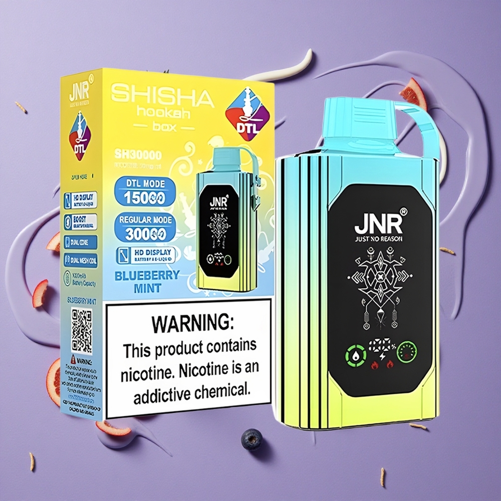 JNR Shisha Hookah Box 20500 Puffs 25ml Blauwe Bes Munt Dual Mesh Coil