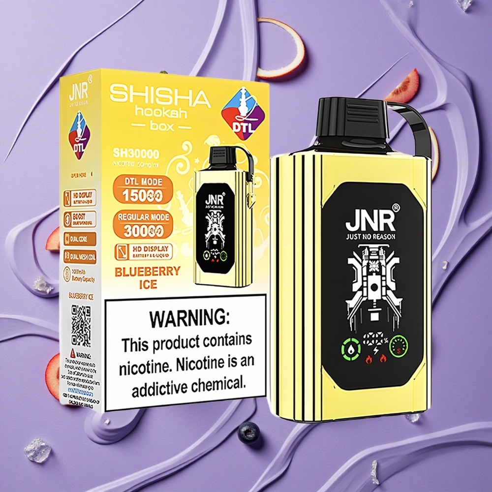 JNR Shisha Hookah Box 20500 Puffs 25ml Bosbes Ijs HD Scherm