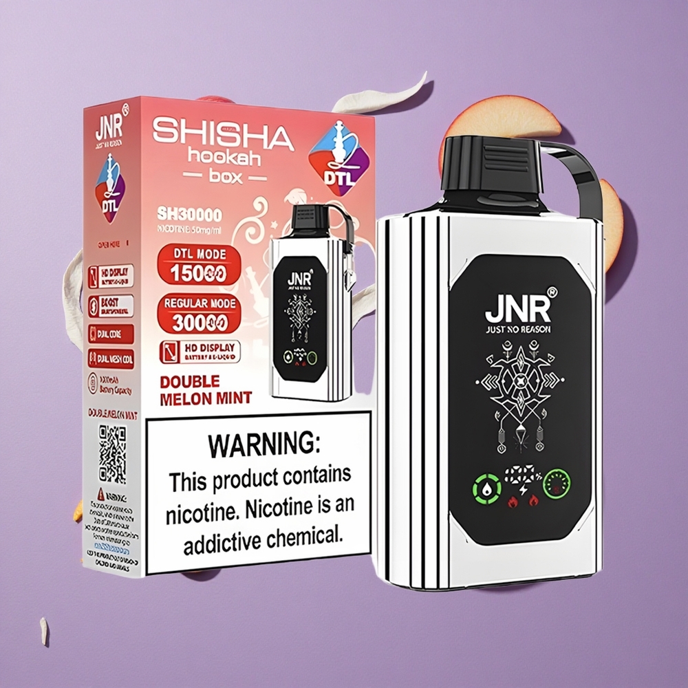 JNR Shisha Hookah Box 20500 Puffs 25ml Dubbel Appel HD Beeldscherm Dual Mesh Coil