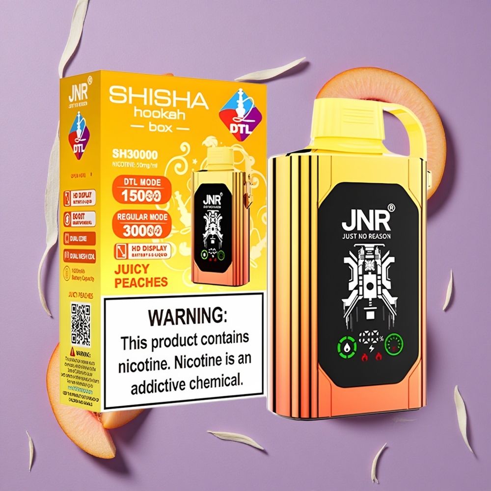JNR Shisha Hookah Box 20500 Puffs 25ml Sappige Perziken HD Display